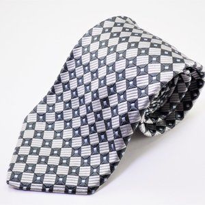 Ike Behar Multicolor Geometric Checkered Silk Tie